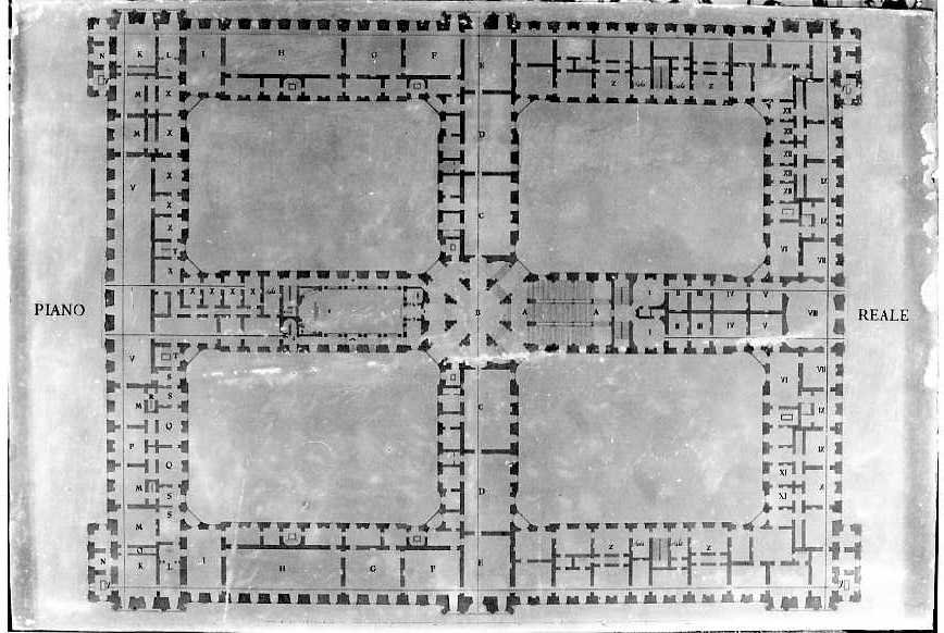 Pianta del piano nobile della Reggia (disegno, serie) di Vanvitelli Luigi (metà sec. XVIII)