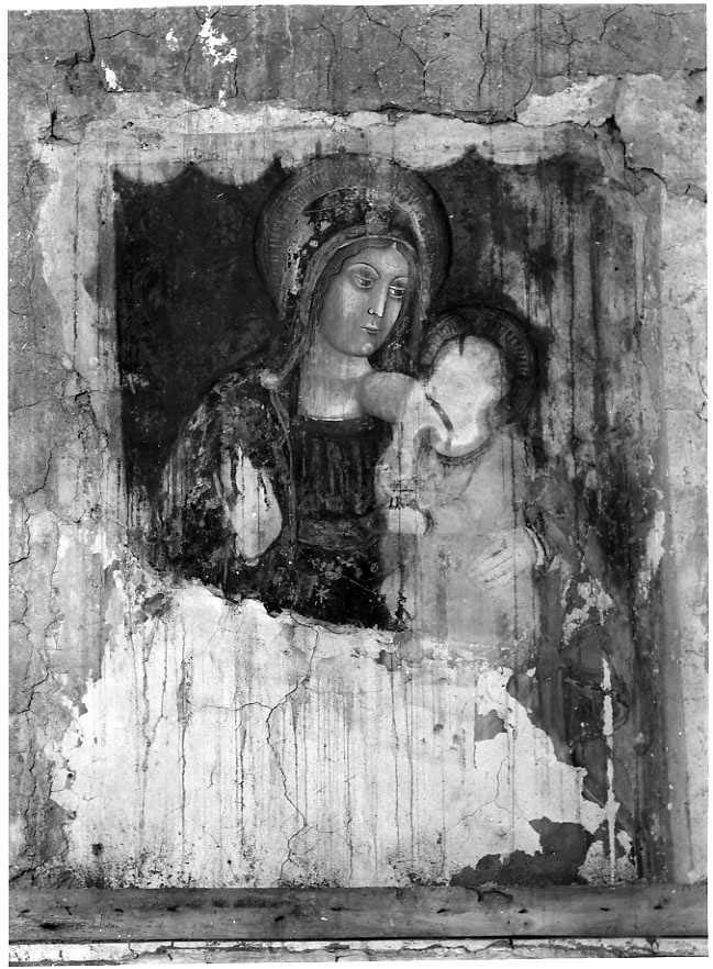 Madonna con Bambino (dipinto, frammento) - ambito campano (sec. XV)