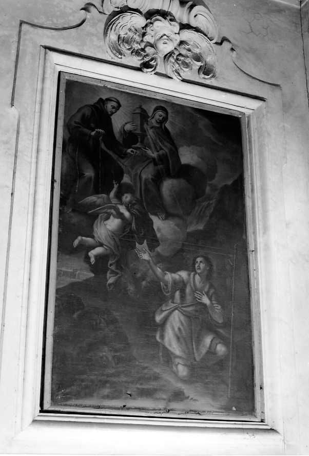 San Francesco d'Assisi e Santa Chiara appaiono ad un fedele (dipinto) - ambito campano (sec. XVIII)