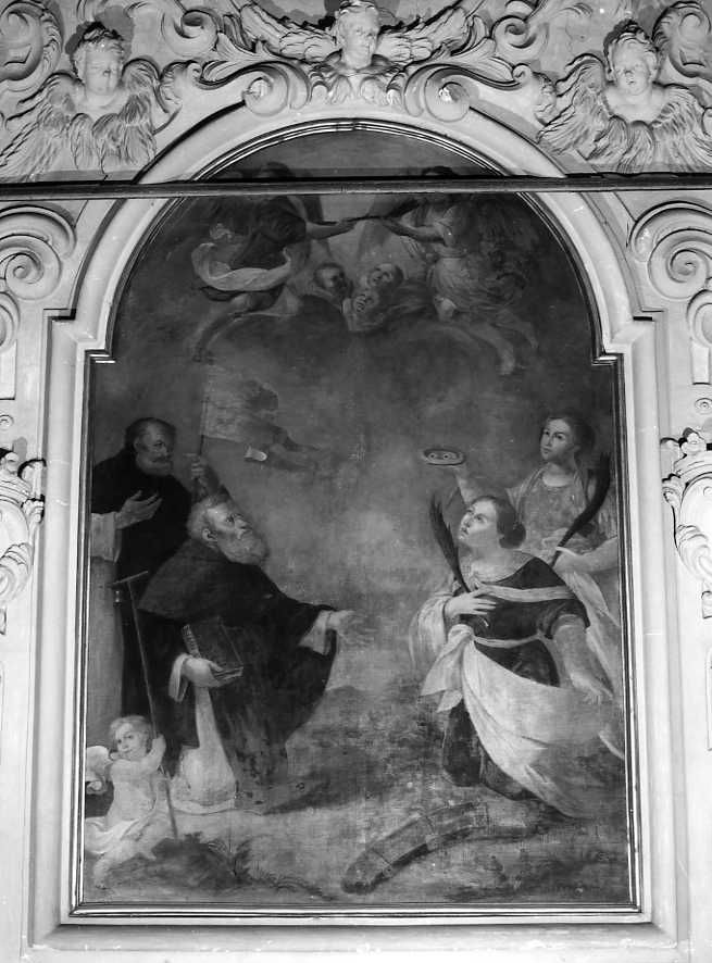 Santa Lucia, Santa Barbara, Sant'Antonio Abate, Sant'Aniello (dipinto) di Mercurio Nicola (sec. XVIII)