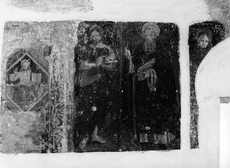 Cristo Redentore tra San Giovanni Battista, Sant'Antonio Abate ed un altro Santo (dipinto, frammento) - ambito campano (prima metà sec. XVI)