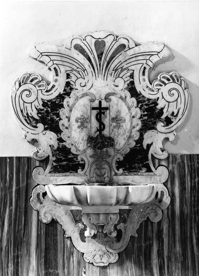 acquasantiera da parete, coppia - bottega campana (prima metà sec. XVIII)