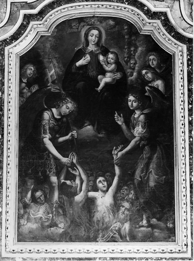 Madonna con personaggi che implorano il suo aiuto (dipinto) - ambito campano (primo quarto sec. XVII)