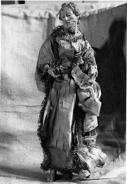 figura maschile (statua da presepio, elemento d'insieme) - bottega campana (fine/inizio secc. XVIII/ XIX)