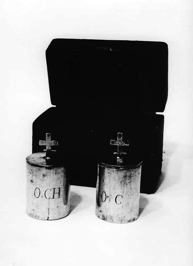 vasetti per oli santi, coppia - bottega napoletana (sec. XIX)