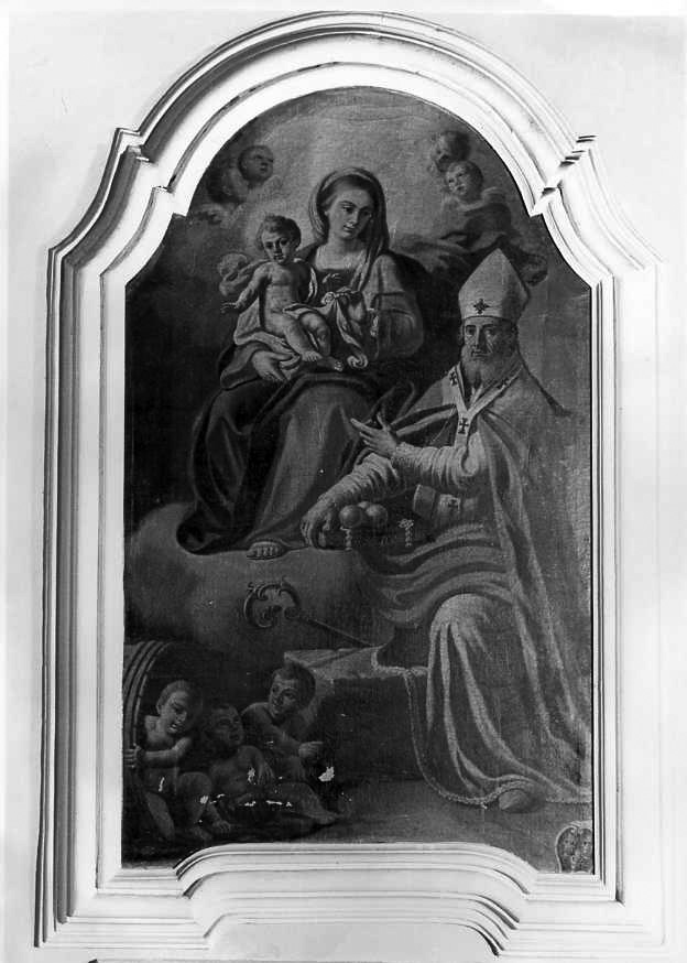Madonna con Bambino e San Nicola di Bari (dipinto) di Farina Alessandro (metà sec. XVIII)
