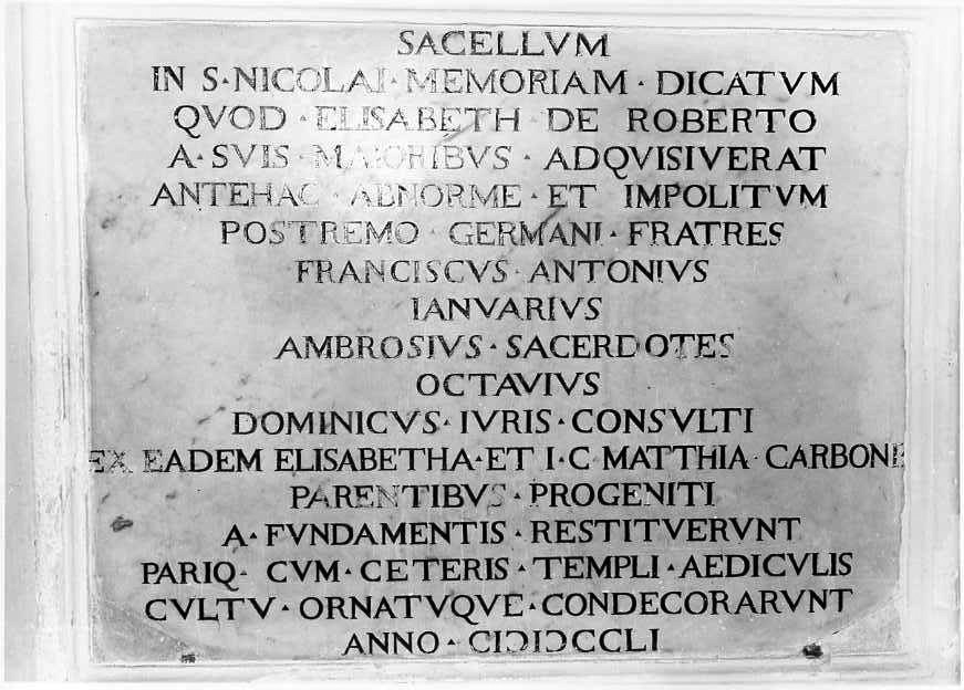 lapide documentaria - bottega campana (sec. XVIII)