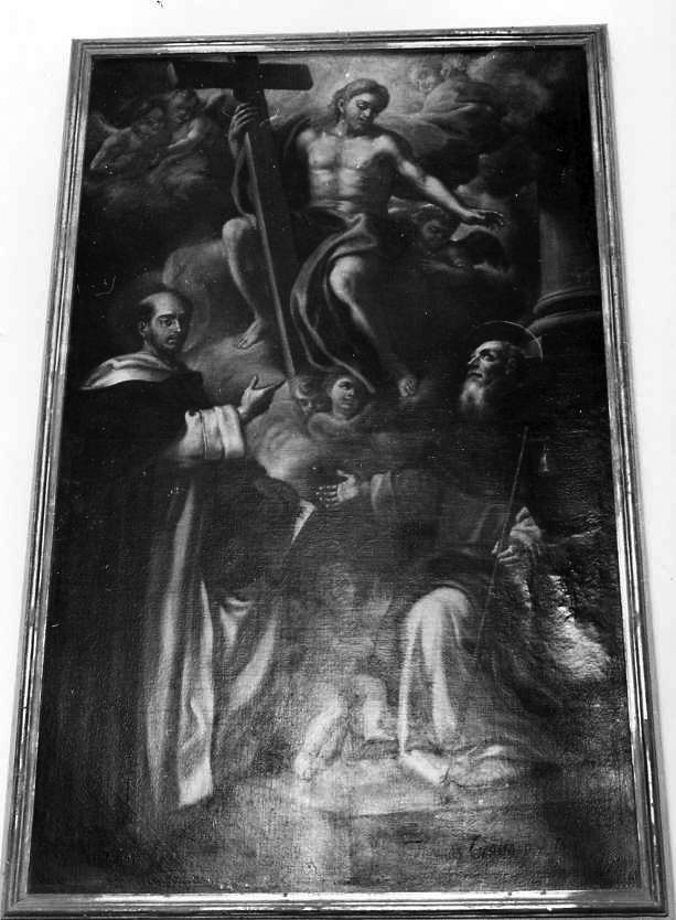 Cristo Redentore con San Vincenzo Ferrer e a Sant'Antonio Abbate (dipinto) di Crosta Thomas (sec. XVIII)