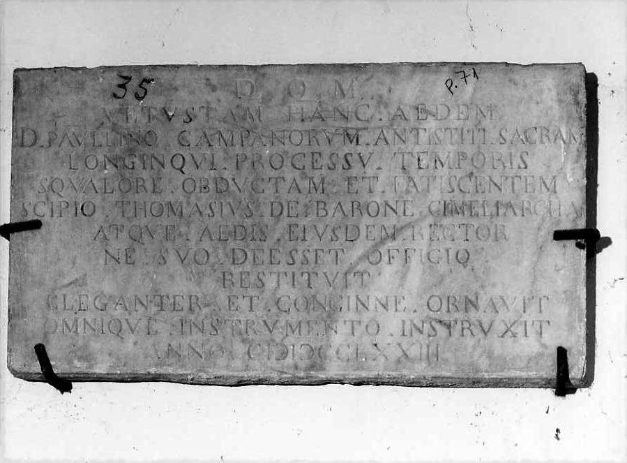 lapide commemorativa - bottega campana (seconda metà sec. XVIII)