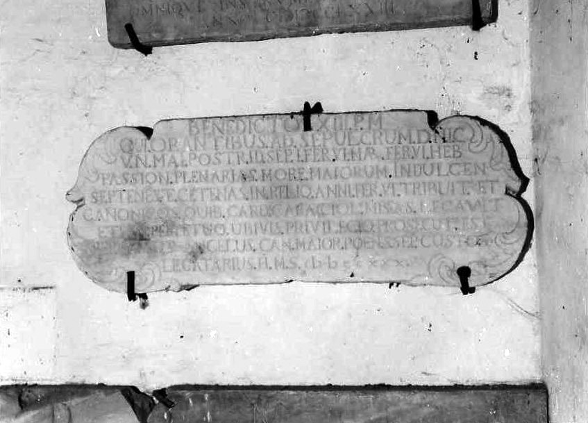 lapide commemorativa - bottega campana (sec. XVIII)