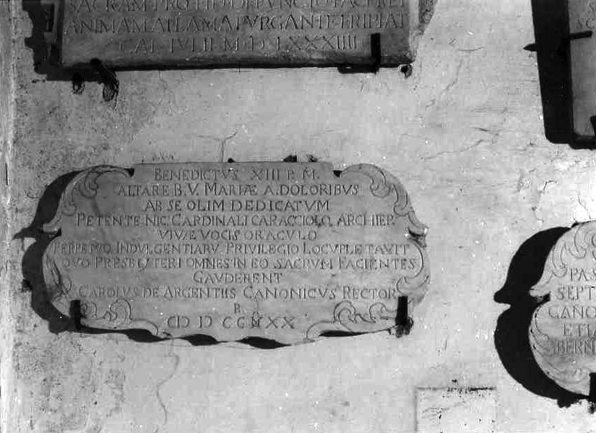 lapide documentaria - bottega campana (sec. XVIII)