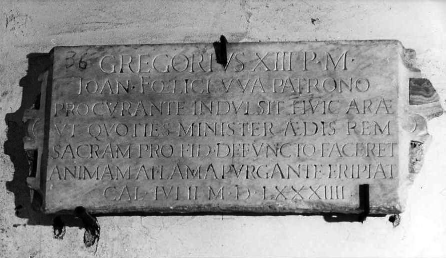 lapide documentaria - bottega campana (ultimo quarto sec. XVI)