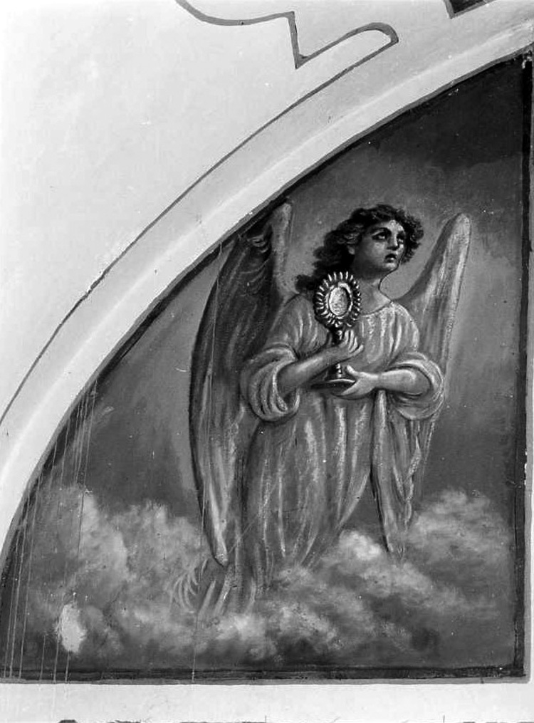 angelo con ostensorio (dipinto) - ambito campano (sec. XX)