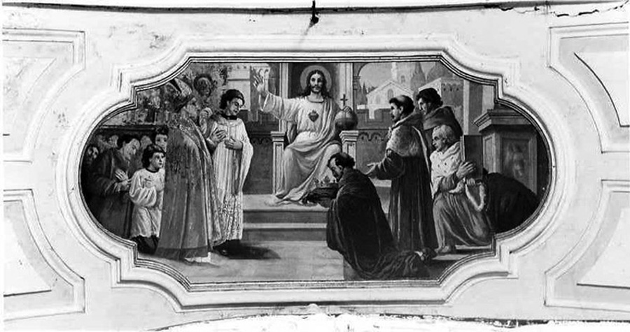 Cristo in trono e santi (dipinto) di Iodice Raffaele (prima metà sec. XX)