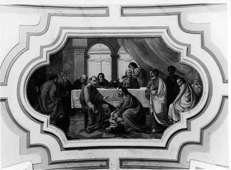 Cristo lava i piedi degli apostoli (dipinto) di Iodice Raffaele (prima metà sec. XX)