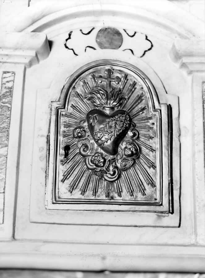 Cuore raggiato (sportello di tabernacolo, elemento d'insieme) - bottega Italia centro-meridionale (sec. XVIII)