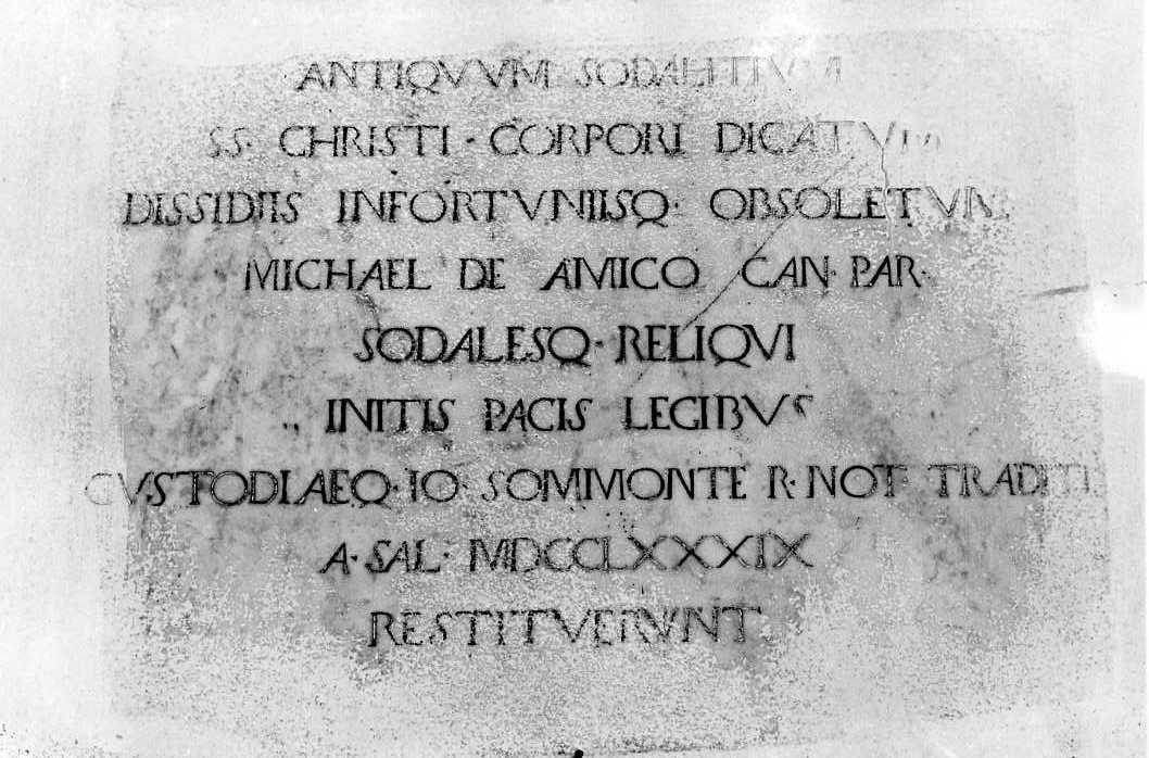 lapide commemorativa - bottega campana (sec. XVIII)