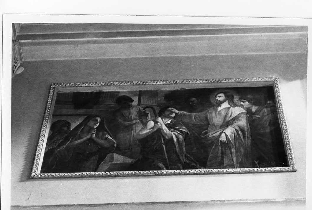 Cristo guarisce il cieco di Gerico (dipinto) di Taglialatela Luigi (prima metà sec. XX)
