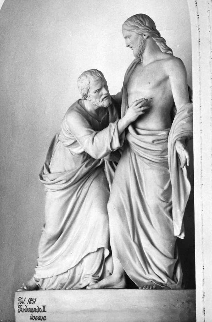 incredulità di San Tommaso (gruppo scultoreo) di Angelini Tito (attribuito) (sec. XIX)