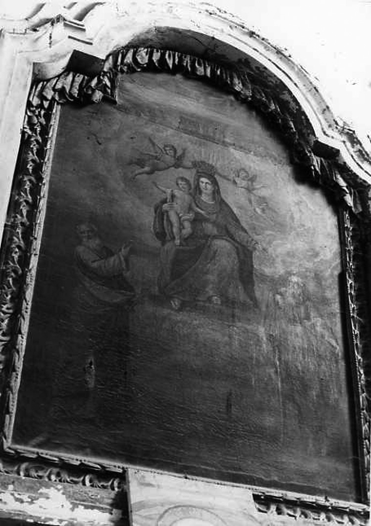 Madonna con Bambino tra San Pietro e San Giovanni Evangelista (dipinto) - ambito campano (sec. XVI)