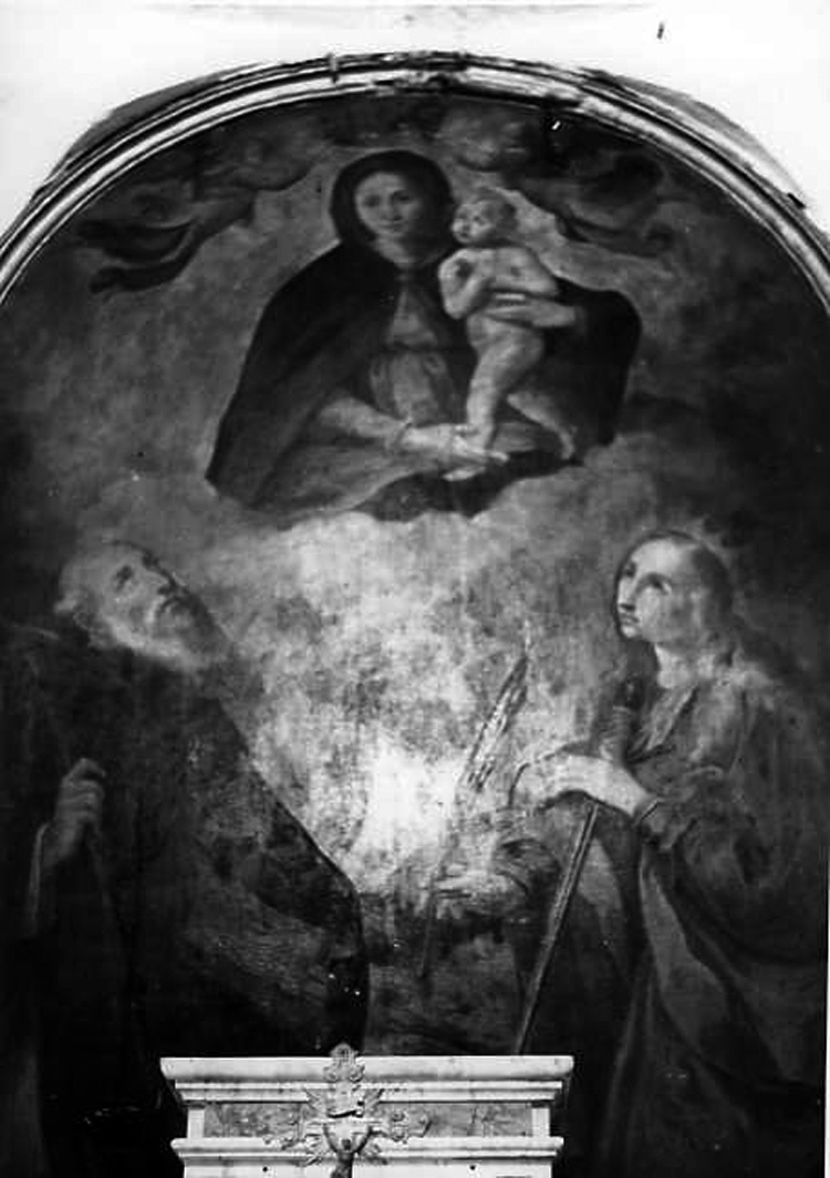 Madonna con Bambino tra San Bernardo e Santa Caterina (dipinto) - ambito campano (sec. XVI)