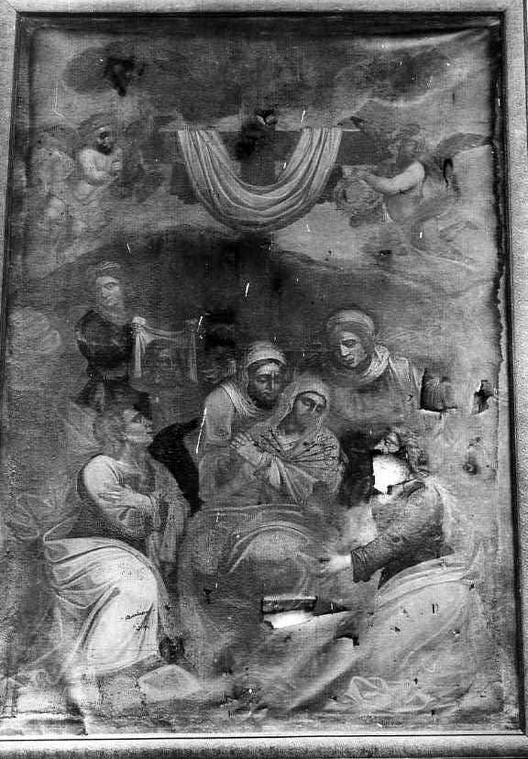 Madonna Addolorata con simboli della Passione (dipinto) - ambito campano (metà sec. XVII)