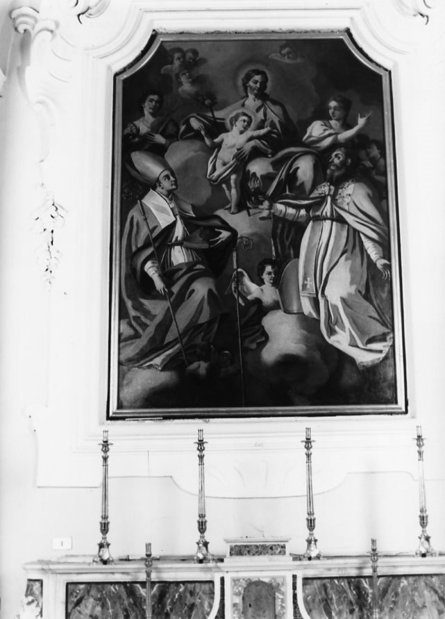 San Giuseppe con Gesù Bambino tra San Gennaro e Sant'Agostino (dipinto) - ambito campano (sec. XIX)