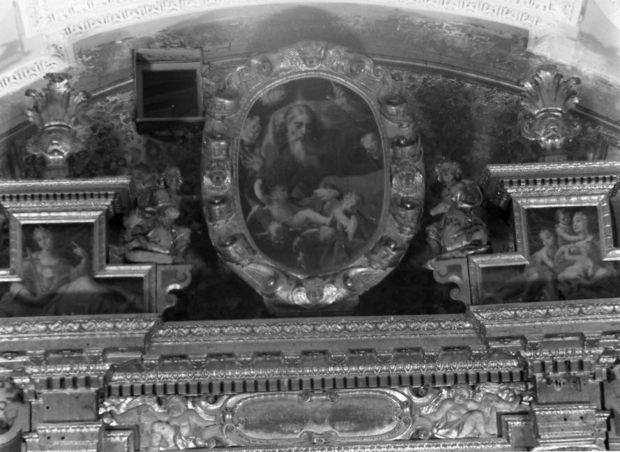 Dio Padre tra Fede e Carità (cimasa di polittico) di Hendricksz Dirk detto Teodoro d'Errico (attribuito) (sec. XVI)