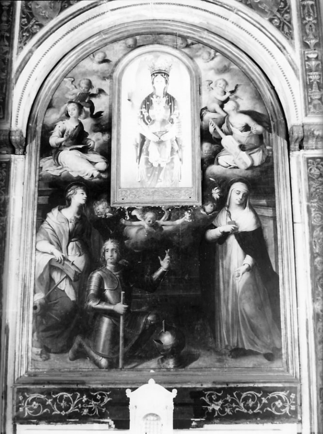 Santa Caterina da Siena, Santa Caterina d'Alessandria e re Ferdinando I d'Aragona (dipinto) di Hendricksz Dirk detto Teodoro d'Errico (attribuito) (seconda metà sec. XVI)