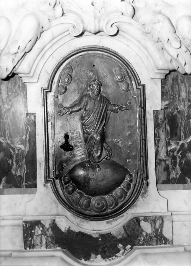 Cristo sul globo terrestre (sportello di tabernacolo) - bottega campana (sec. XVIII)