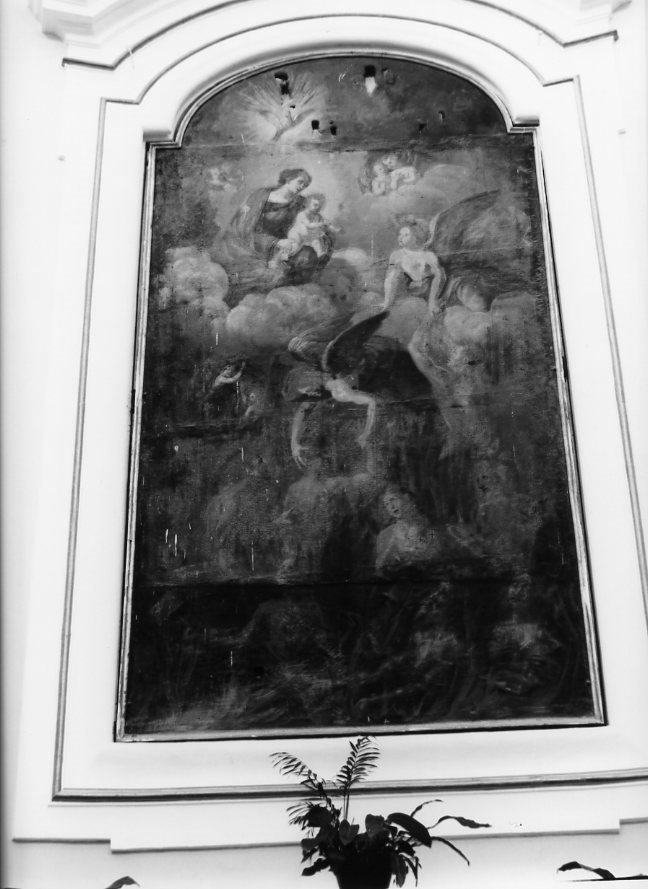 Madonna con Bambino, angeli e anime purganti (dipinto) di Palladio T (attribuito) (sec. XVIII)