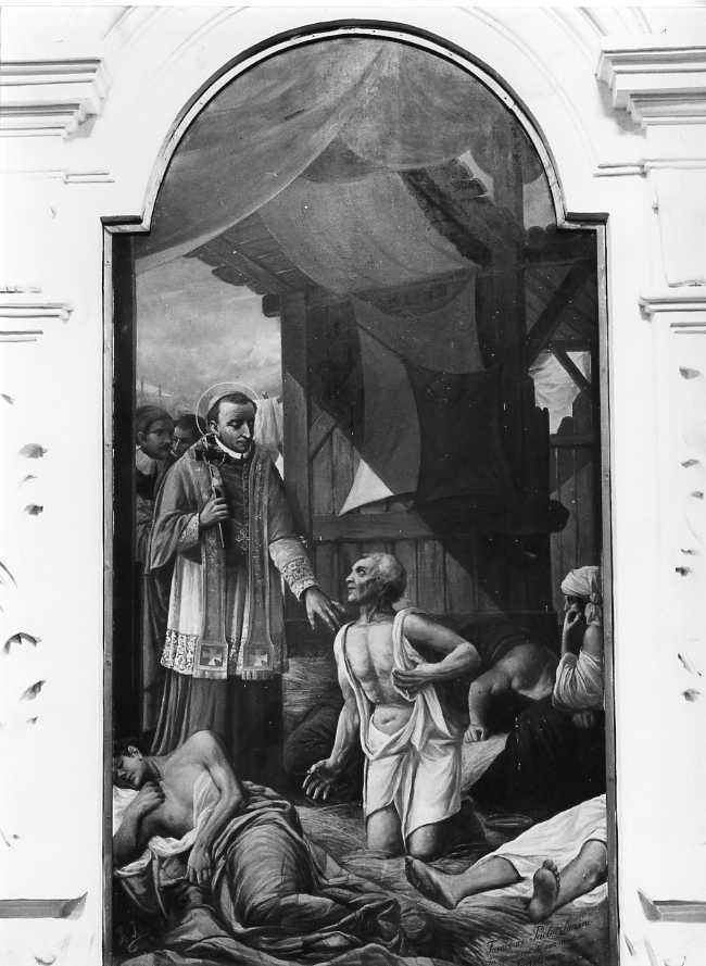 San Carlo Borromeo comunica gli appestati (dipinto) di Iodice Raffaele (sec. XX)