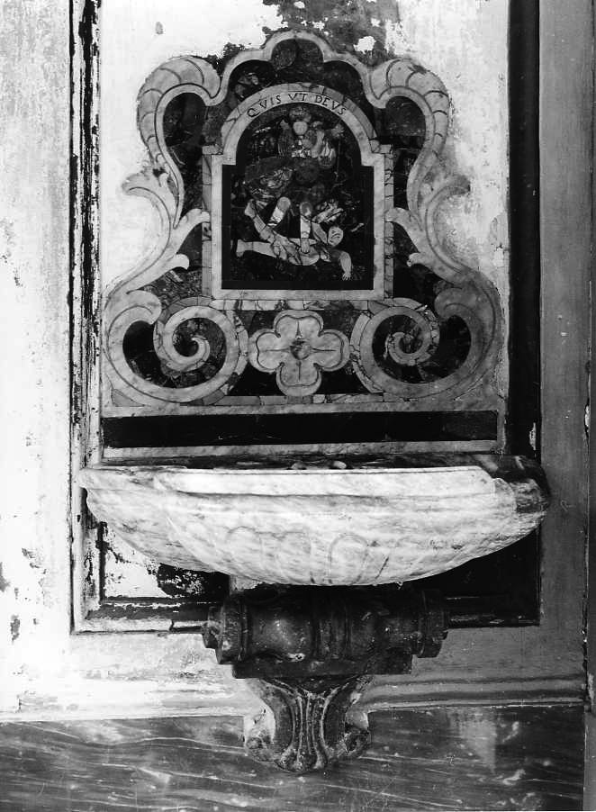 acquasantiera da parete, serie - bottega napoletana (inizio sec. XVIII)
