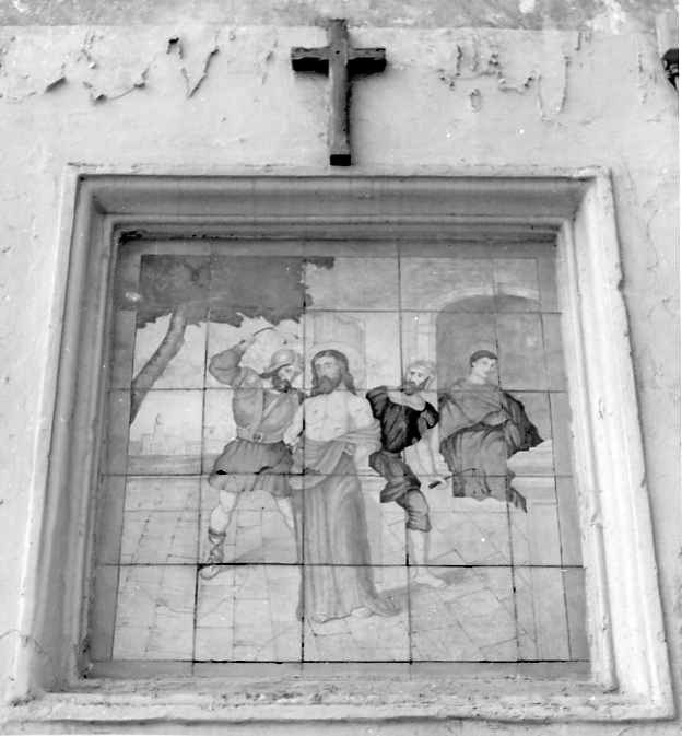 flagellazione di Cristo (decorazione a smalto, elemento d'insieme) - bottega campana (secc. XVIII/ XIX)