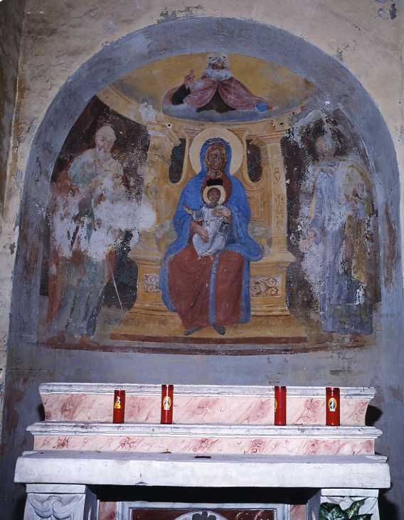 Madonna in trono tra San Pietro e San Paolo (dipinto) - ambito campano (sec. XVI)