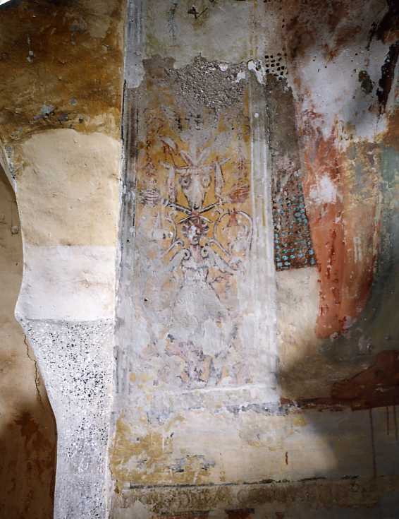 motivi decorativi a grottesche (dipinto, frammento) - ambito campano (sec. XVI)