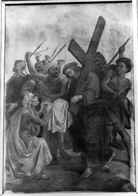 stazione VI: Gesù asciugato dalla Veronica (dipinto) - ambito campano (seconda metà sec. XIX)