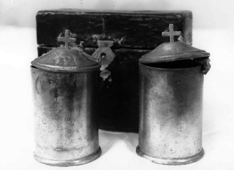 vasetti per oli santi, serie - bottega napoletana (seconda metà sec. XIX)