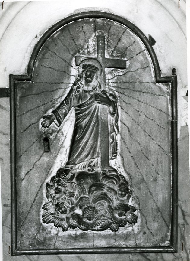 Cristo portacroce con angeli (sportello di tabernacolo) - bottega campana (sec. XIX)