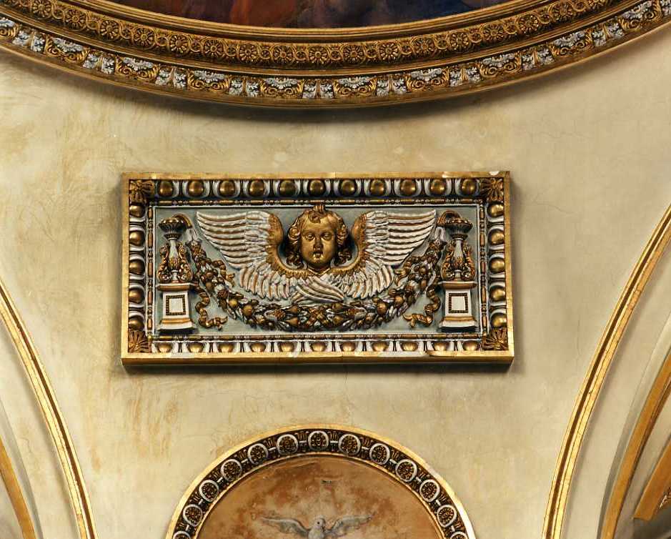 cherubino con festone vegetale (rilievo, serie) di Guerra Camillo (sec. XIX)