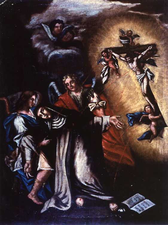 Santa Caterina da Siena riceve le stimmate (dipinto) - ambito napoletano (fine/inizio secc. XVIII/ XIX)