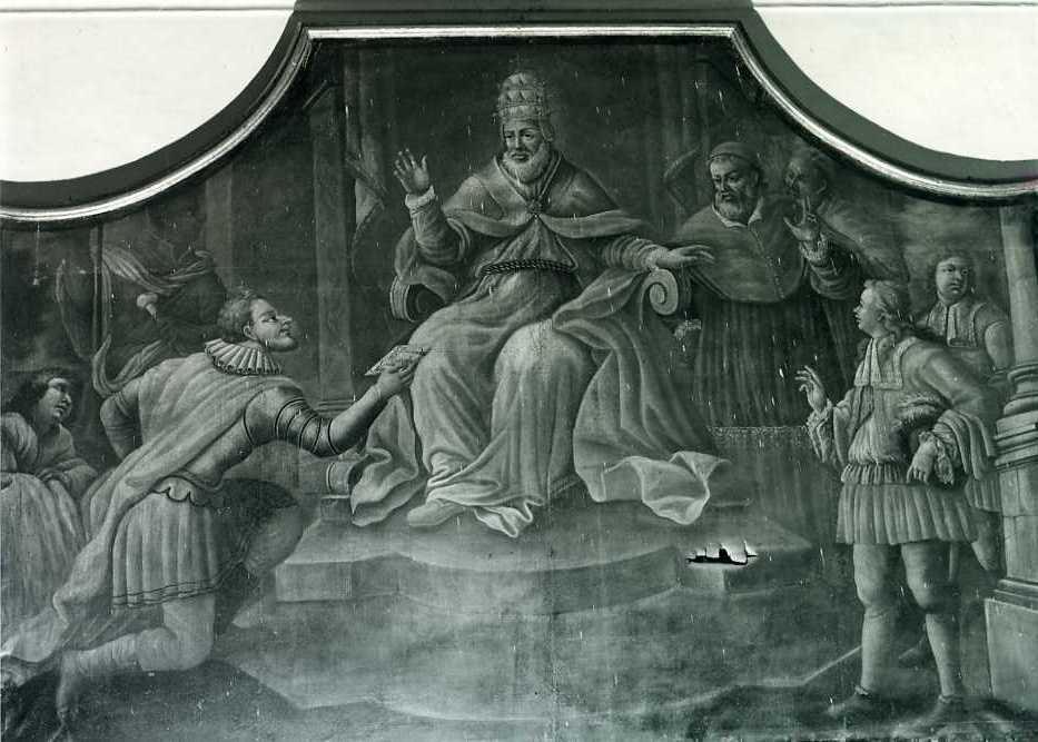 petizione del conte Rainulfo III all'antipapa Anacleto II (dipinto) di Visco Mattiangelo (sec. XIX)