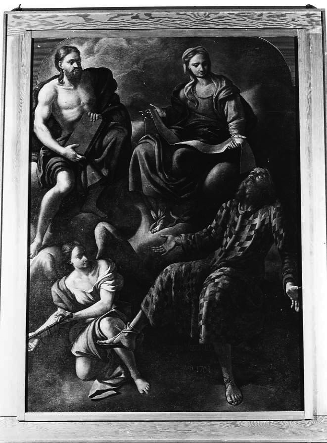 Cristo con la Madonna e un Santo (dipinto) di Vaccaro Domenico Antonio (sec. XVIII)