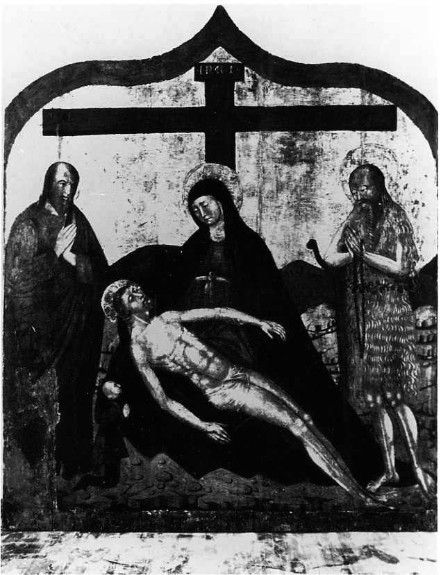 compianto sul Cristo morto (dipinto) di Arcuccio Angiolillo (attribuito) (sec. XV)