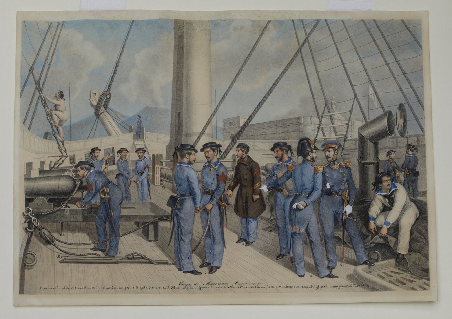 Corpo de' Marinai Cannonieri, militari naviganti (stampa a colori) di Aloja Gennaro, Morghen Luigi (prima metà sec. XIX)