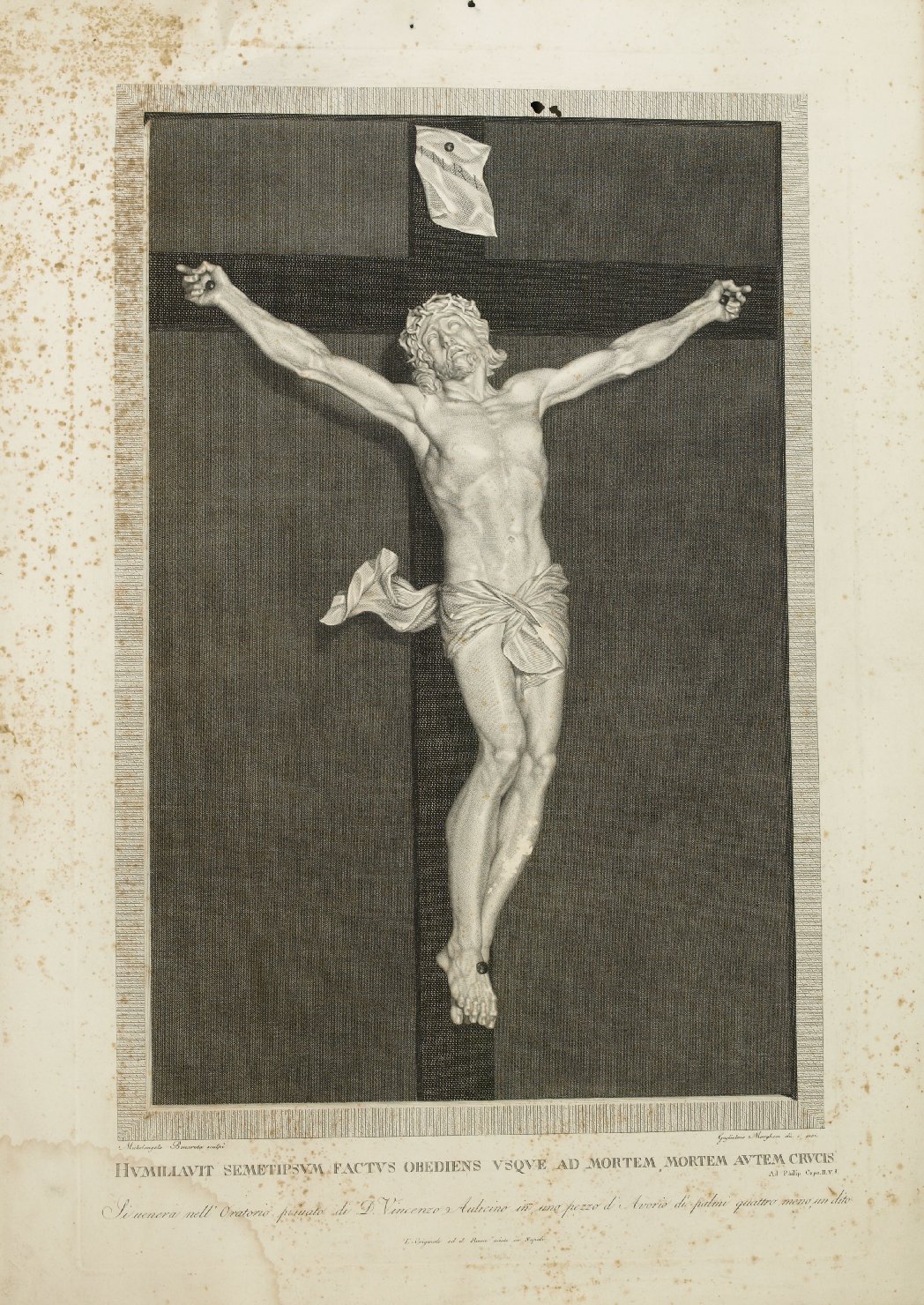 Cristo crocifisso dolente (stampa) di Buonarroti Michelangelo (attribuito), Morghen Guglielmo (attribuito) (prima metà sec. XIX)