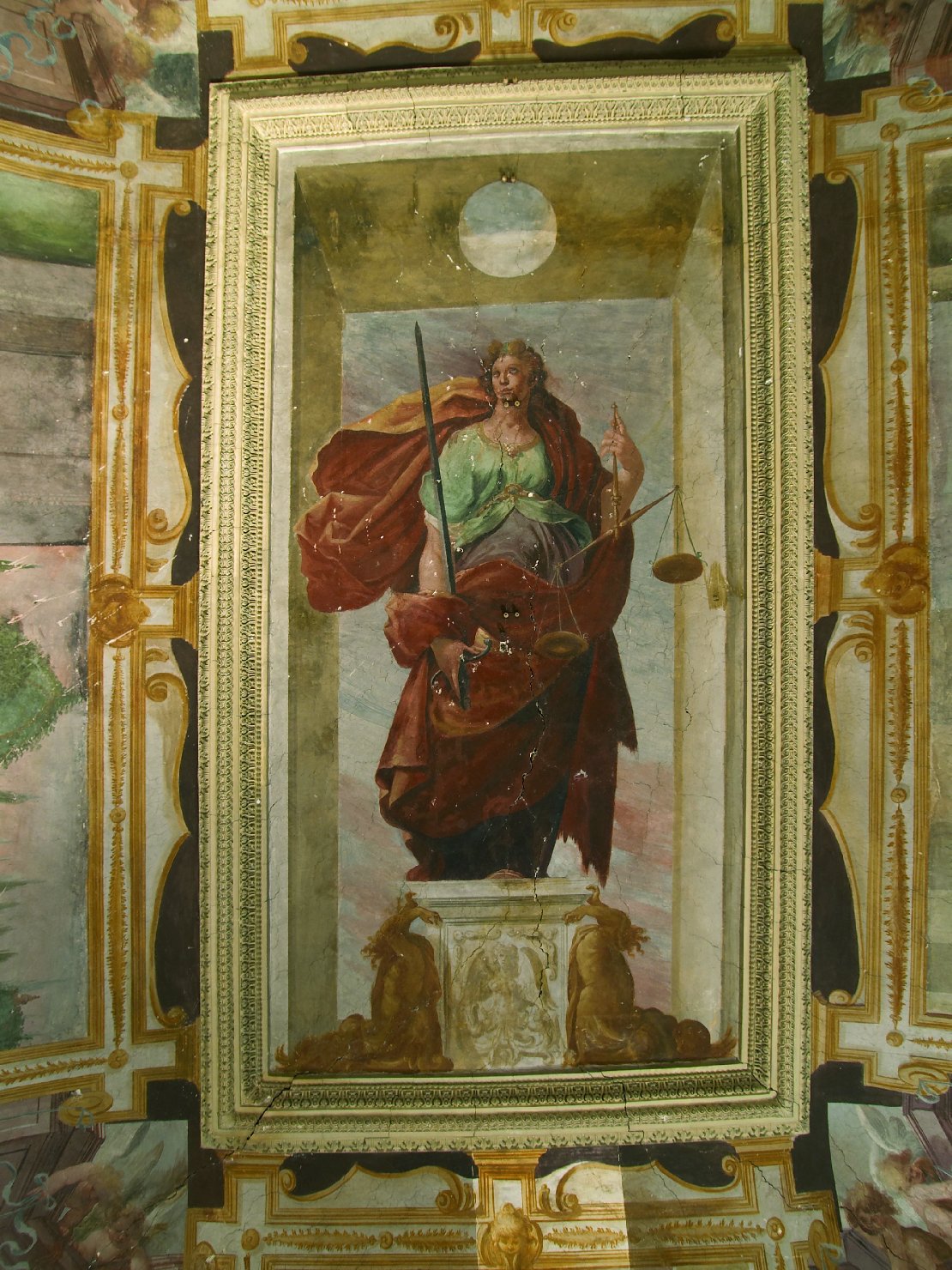 La Giustizia e il Sol Justiciae, allegoria della Giustizia (dipinto, elemento d'insieme) di Pussè Agostino (e aiuti) (primo quarto sec. XVII)