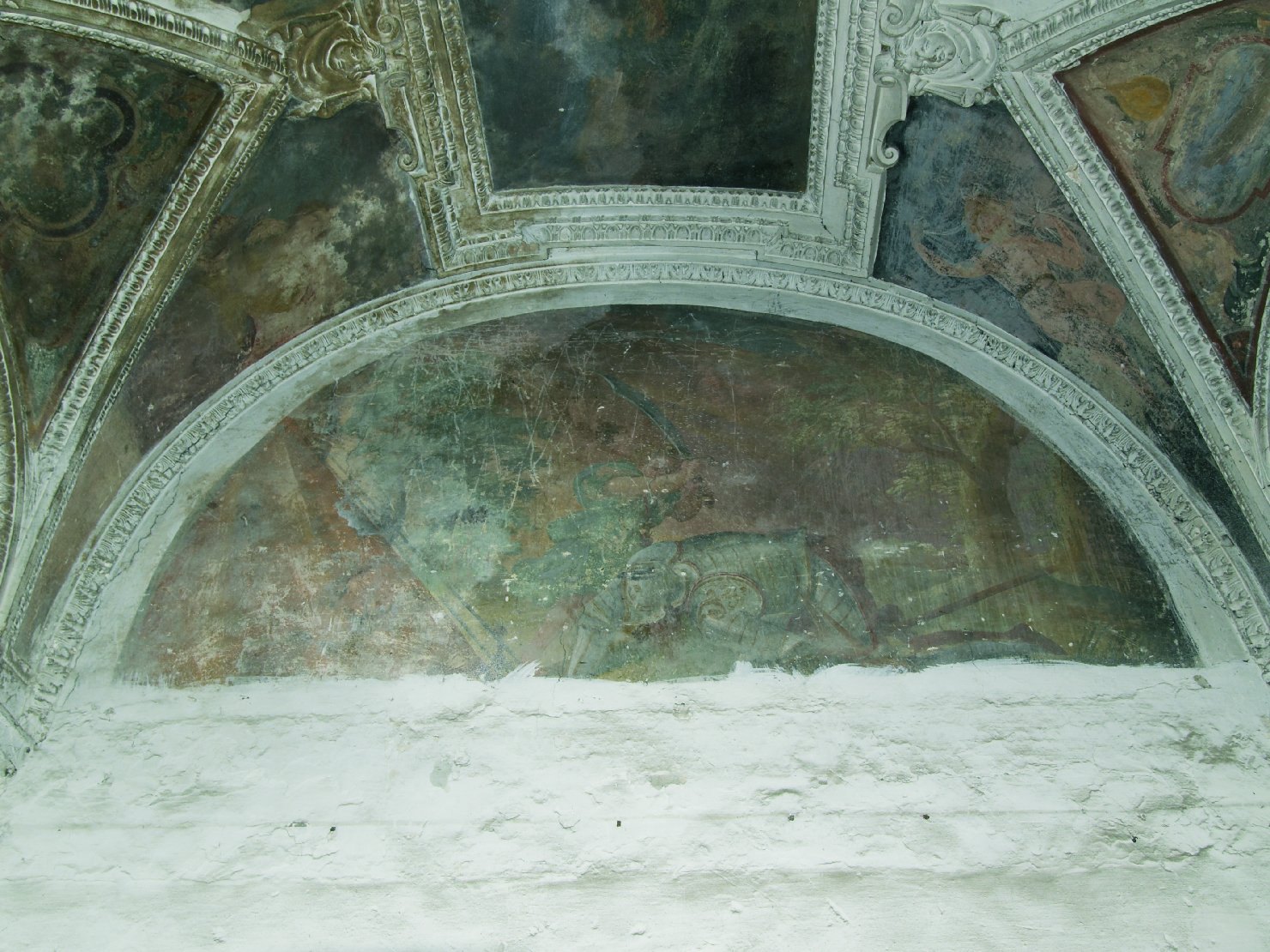 Giuditta decapita Oloferne (soffitto dipinto, ciclo) di Bellisario Corenzio (cerchia), Pussè Agostino (cerchia), Spallucci Camillo (cerchia) (primo quarto sec. XVII)