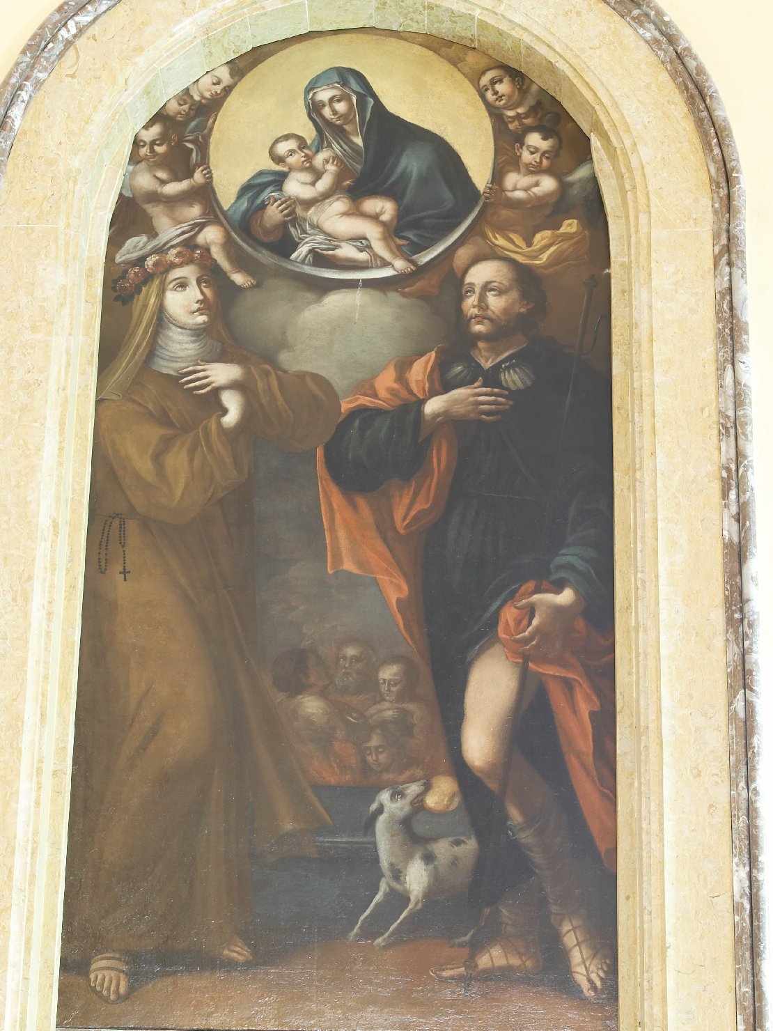 Madonna con Bambino tra Santi domenicani (quadro d'altare, opera isolata) di De Mura Francesco (maniera) (metà sec. XVIII)