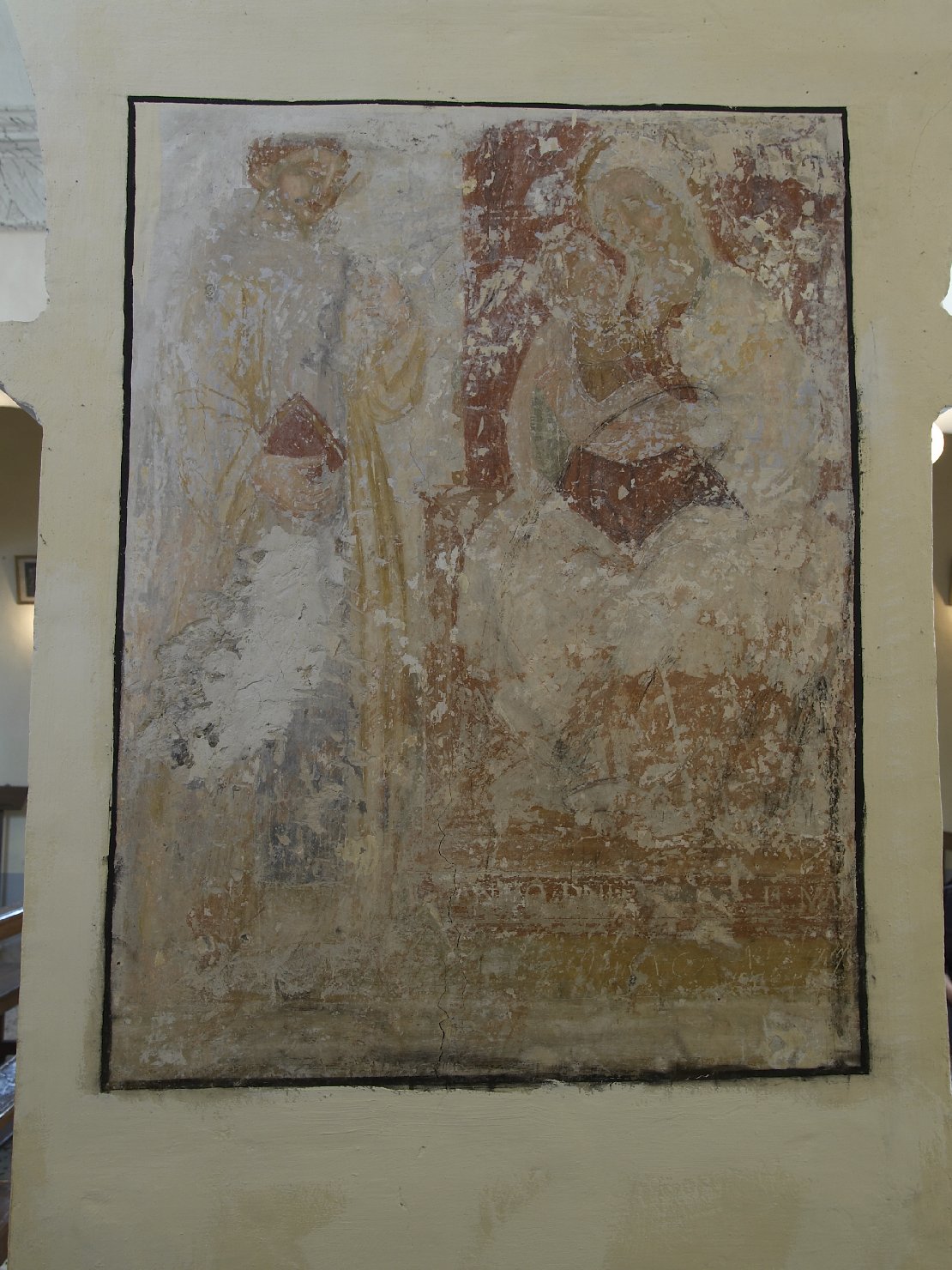 apparizione della Madonna a San Bernardo scrivente (dipinto, complesso decorativo) - ambito campano (terzo quarto sec. XVI)
